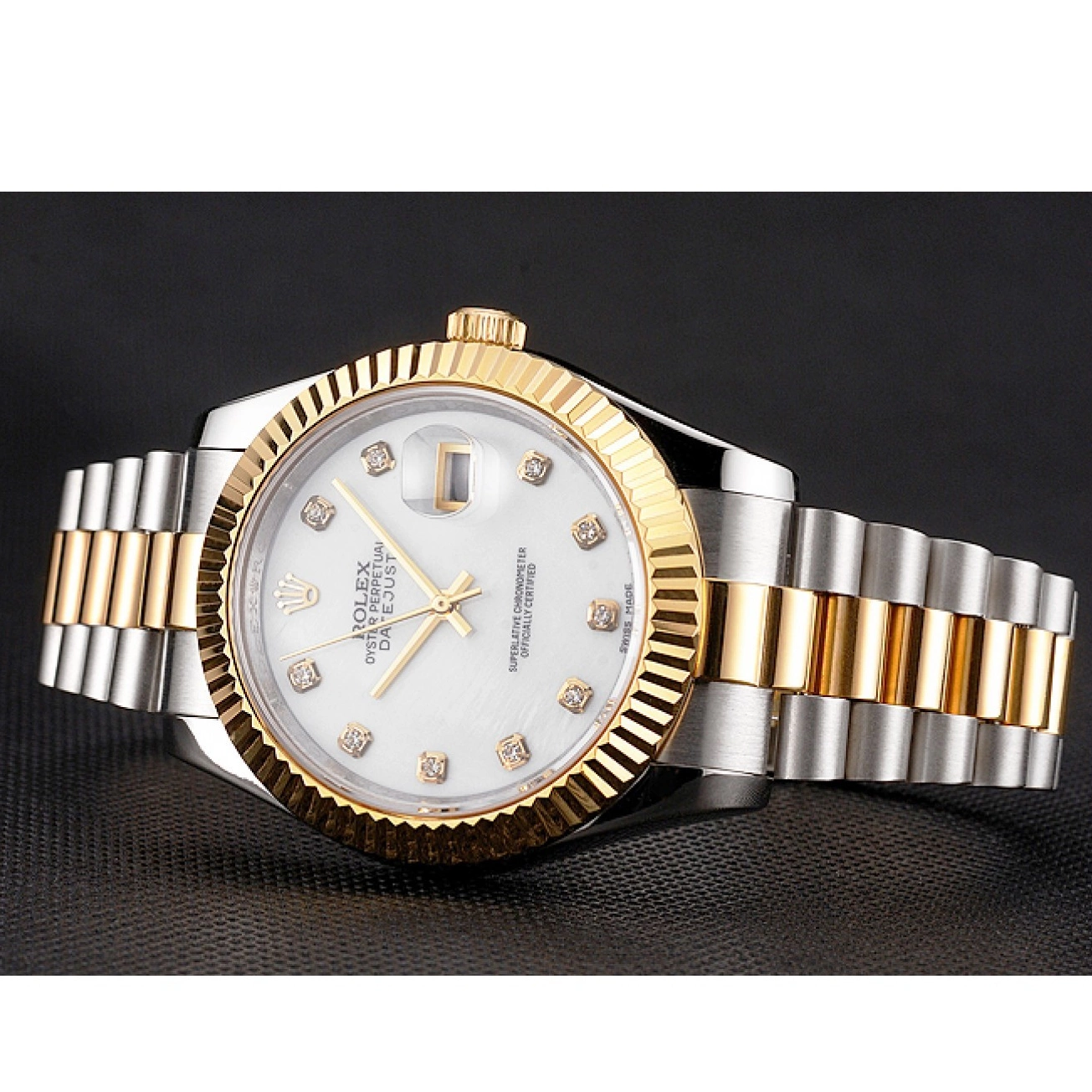 Good Copy Rolex Watches Dial Bracelet White Stainless Two Tone Diamond Bezel Datejust Swiss Gold Marks Case Hour Rolex Steel 0603